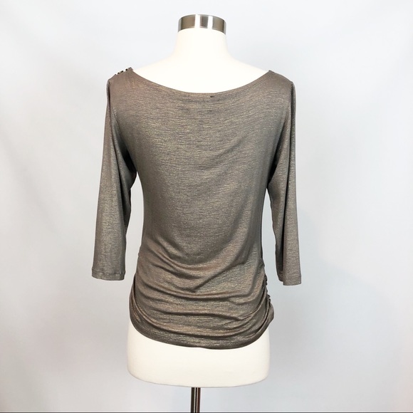 Fenn Wright Manson Nude Metallic Gold Top Small - Picture 2 of 7